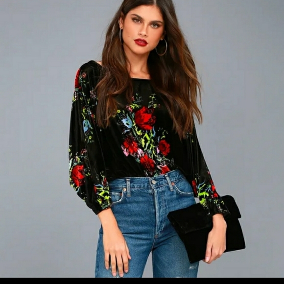 Free people floral velvet bodysuit size xs - Picture 5 of 6